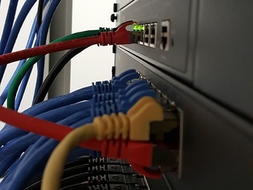 Data cables connected to a computer